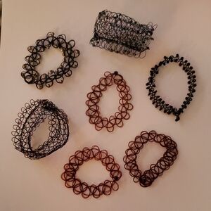 Black and Brown Nylon Tattoo Bracelets Set 7 Pieces
